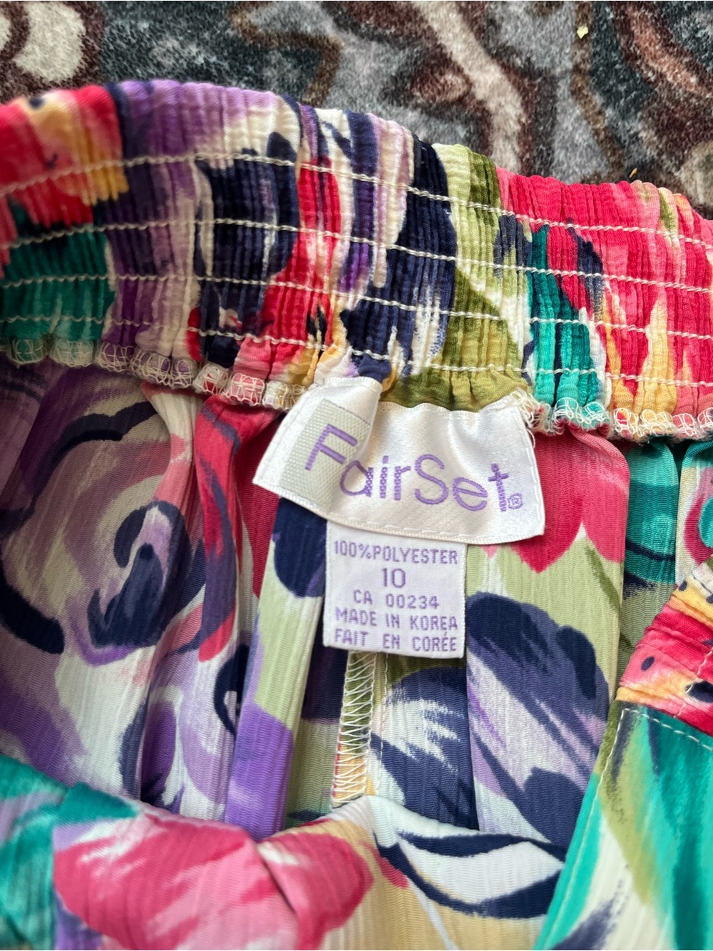 Fairset Vintage Floral Summer Multicolor Maxi Skirt Size S/M Stretchy Waist 26” - Picture 6 of 9